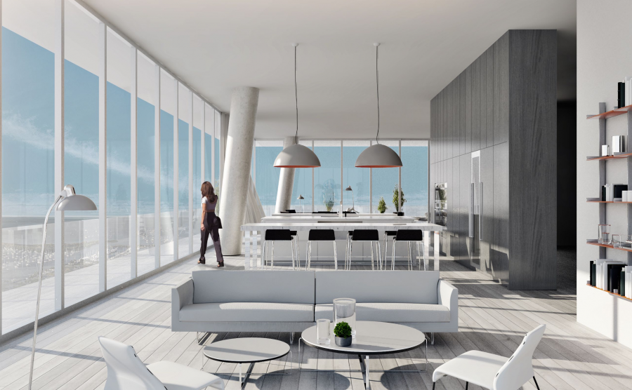 Grove at Grand Bay unit interior rendering