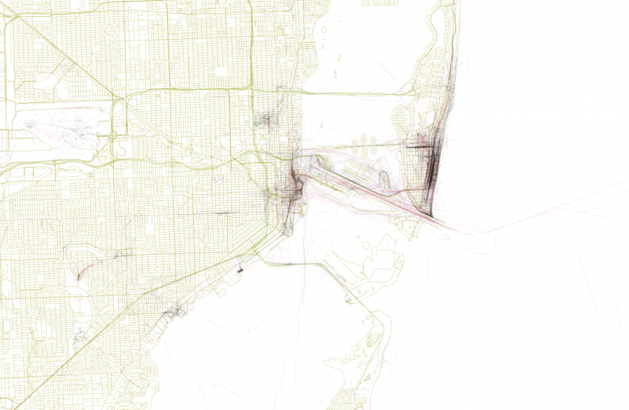 Miami and Miami Beach. Map via Mapbox/Eric Fischer